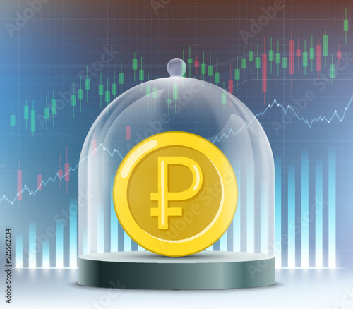 Russian ruble under a glass dome.