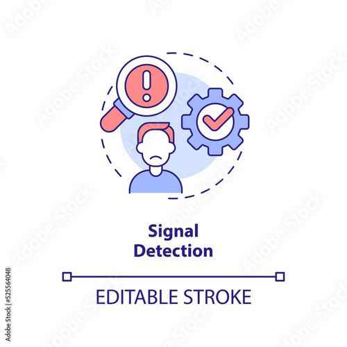 Signal detection concept icon. Identify problem. Model for crisis management steps abstract idea thin line illustration. Isolated outline drawing. Editable stroke. Arial, Myriad Pro-Bold fonts used