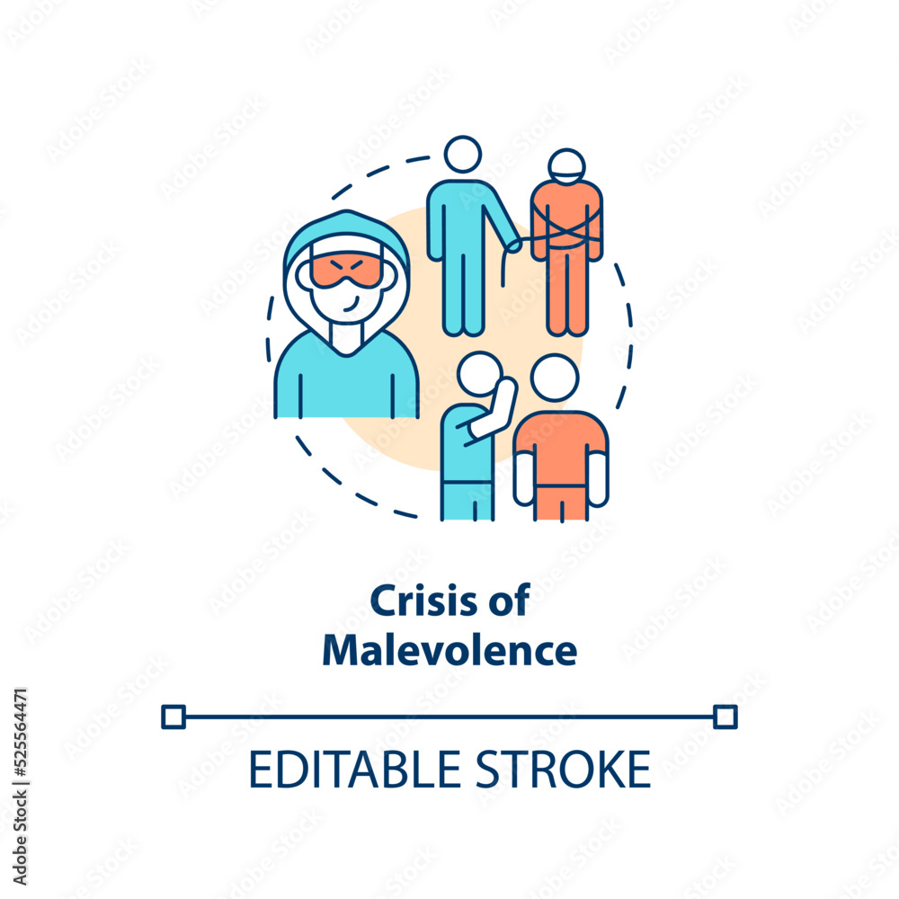 Crisis of malevolence concept icon. False rumors. Reputation damage. Type of crisis abstract idea thin line illustration. Isolated outline drawing. Editable stroke. Arial, Myriad Pro-Bold fonts used Crisis of malevolence concept icon. False rumors. Reputation damage. Type of crisis abstract idea thin line illustration. Isolated outline drawing. Editable stroke. Arial, Myriad Pro-Bold fonts used