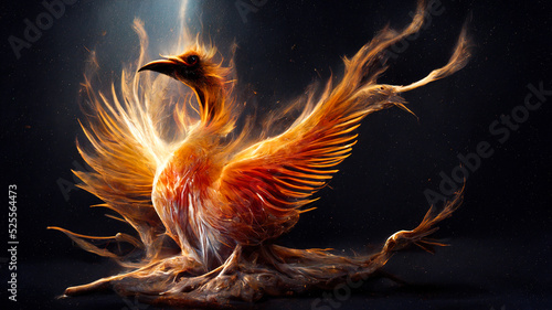 Photo Computer generated image of  Phoenix bird rebirth concept
