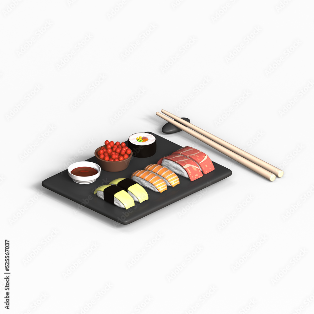 Japanese food Sushi icon isolated 3d render illustration Japanese food Sushi icon isolated 3d render illustration