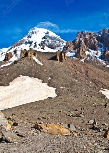 view to Kasbek, the holy mountain in the Caucasus photo