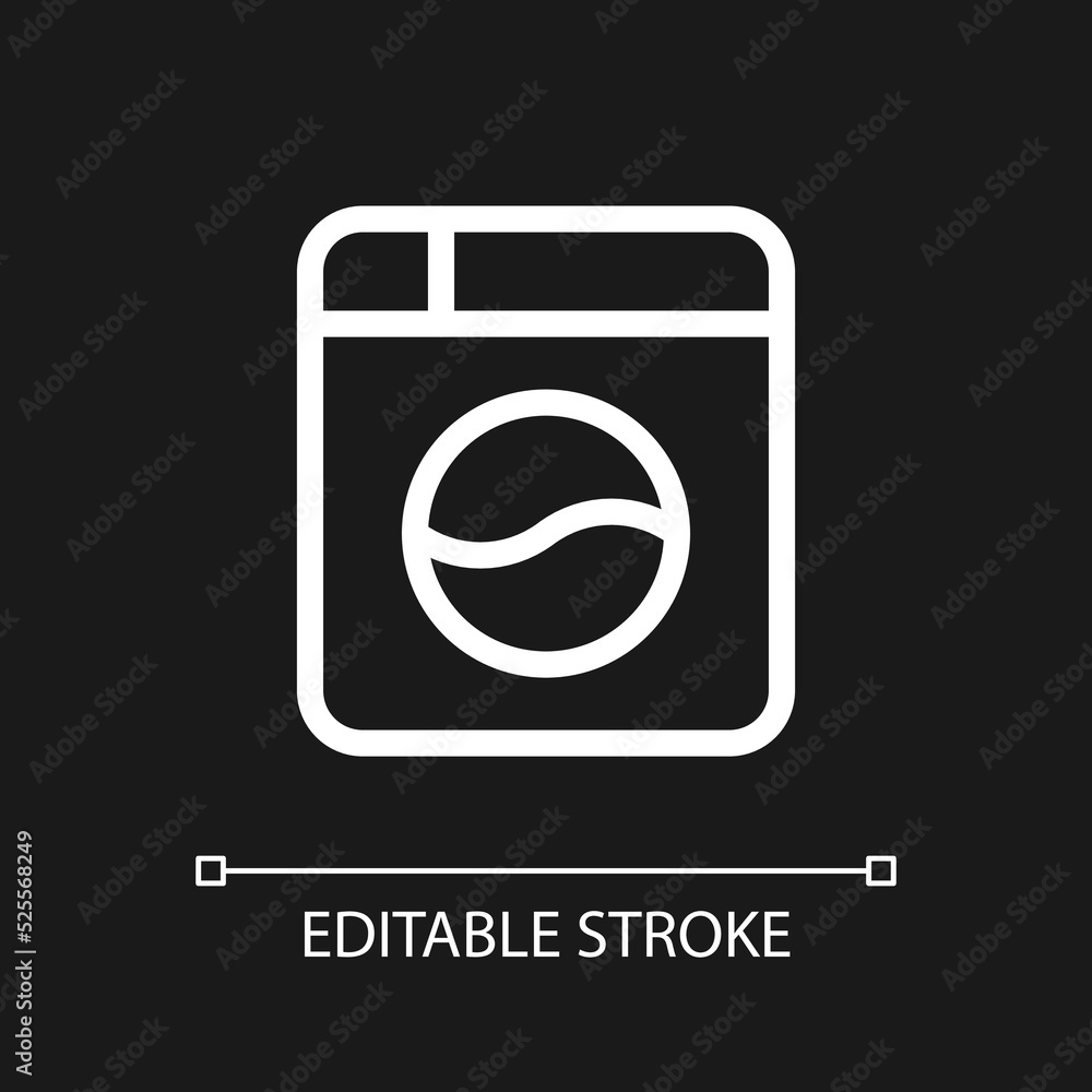 Instant camera pixel perfect white linear ui icon for dark theme. Electronics store. Retro photo. Vector line pictogram. Isolated user interface symbol for night mode. Editable stroke. Arial font used Instant camera pixel perfect white linear ui icon for dark theme. Electronics store. Retro photo. Vector line pictogram. Isolated user interface symbol for night mode. Editable stroke. Arial font used