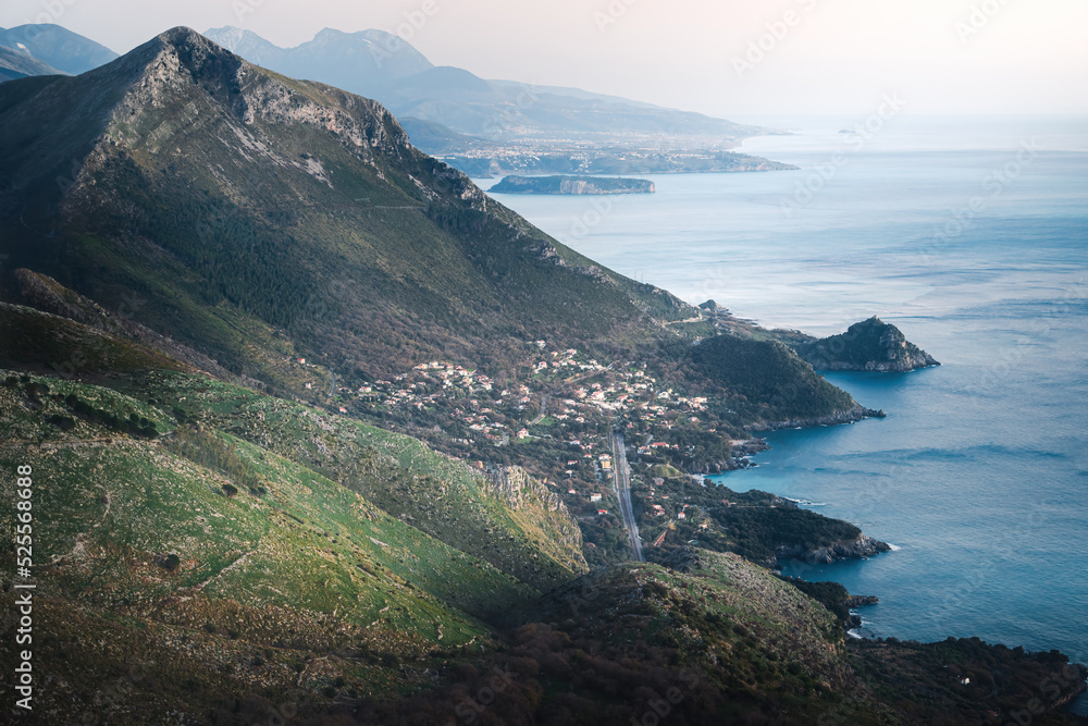 This is a photo of the beautiful coast near the Italian city of Maratea. The photo was taken from the viewpoint near the statue Christ the Redeemer.