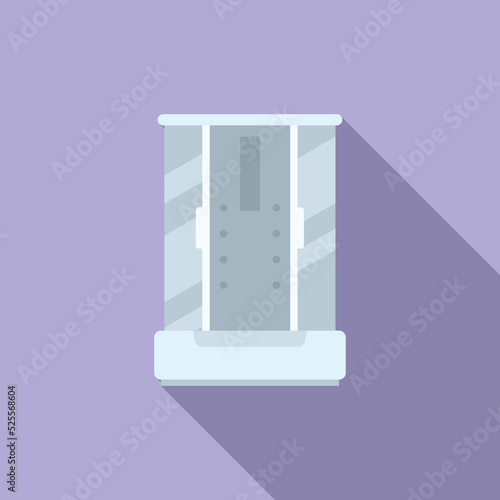 Bathroom cabin icon flat vector. Glass door