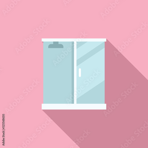 Room shower cabin icon flat vector. Stall glass