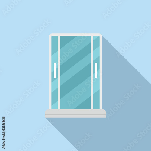 Bath cabin icon flat vector. Glass stall