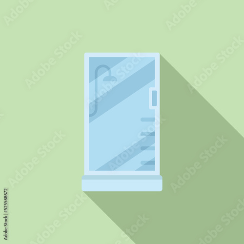 Design shower cabin icon flat vector. Glass door