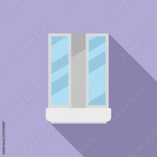 Water shower cabin icon flat vector. Glass stall