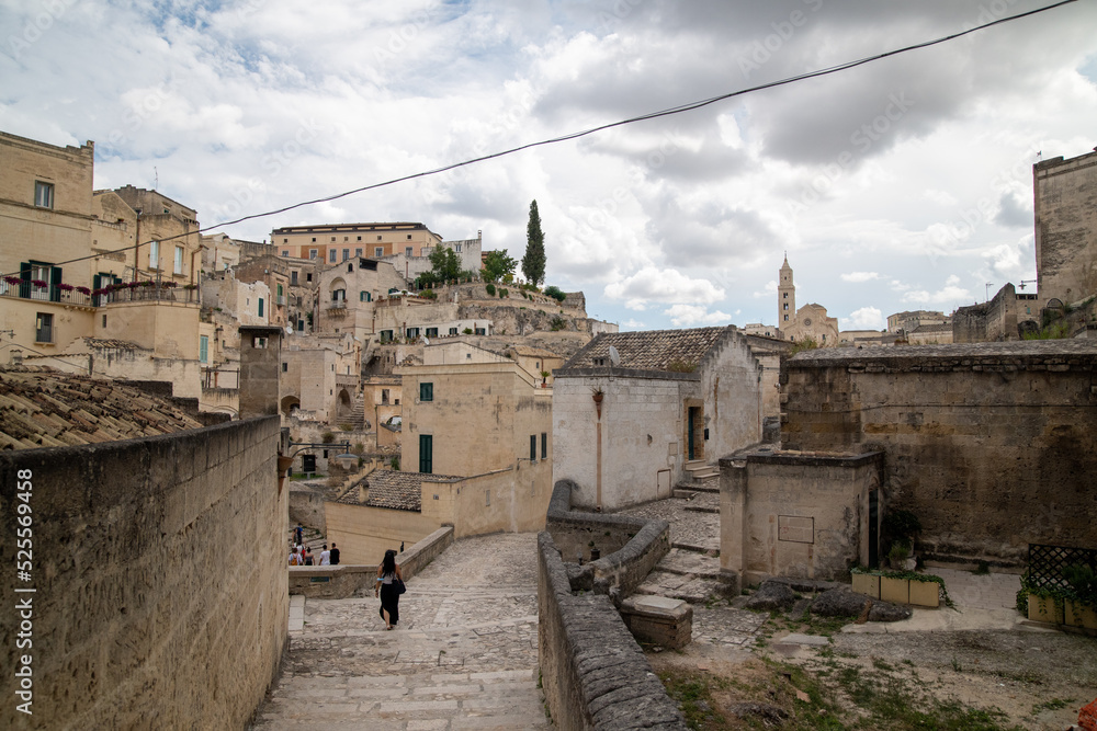 Basilicata, Italy. Streets of old town of Matera (Sassi di Matera). Etruscan towns of Italy. Southern Italy landscape.