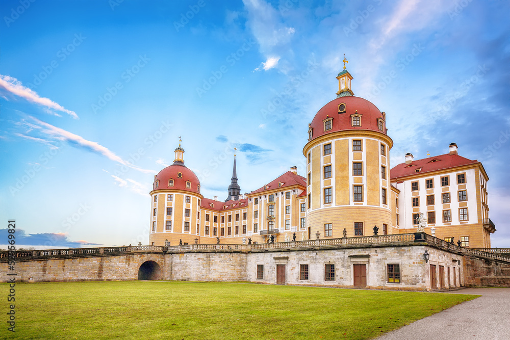 Breathtaking  view of Moritzburg Castle near Dresden.