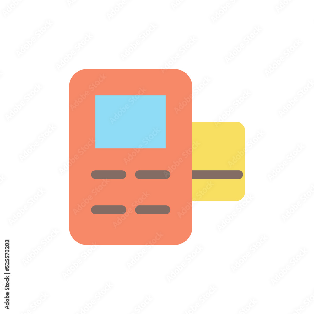 Card payment terminal flat color ui icon. Billing option. Money-transfer service. Online marketplace. Simple filled element for mobile app. Colorful solid pictogram. Vector isolated RGB illustration Card payment terminal flat color ui icon. Billing option. Money-transfer service. Online marketplace. Simple filled element for mobile app. Colorful solid pictogram. Vector isolated RGB illustration