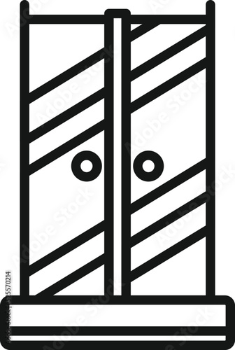 Bathroom cabin icon outline vector. Glass door