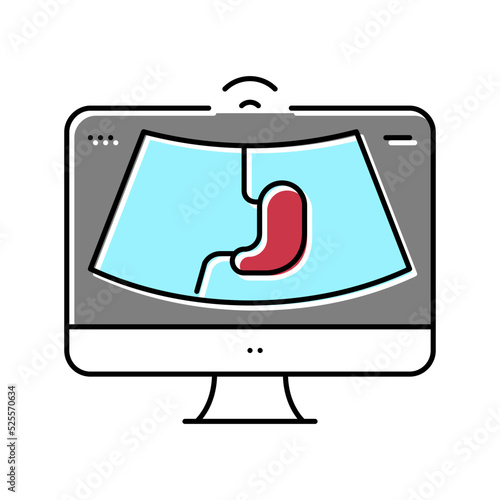 ultrasound abdomen health check color icon vector illustration