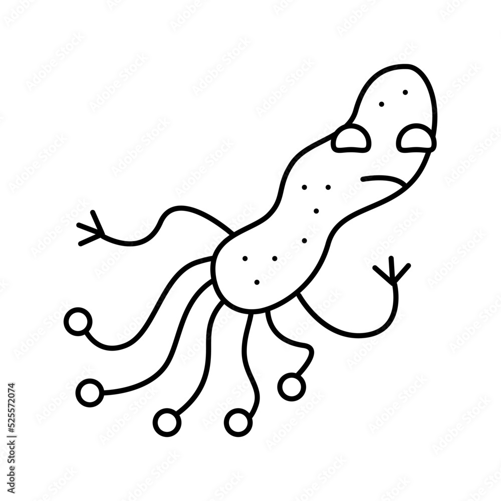 gut bacteria virus line icon vector illustration