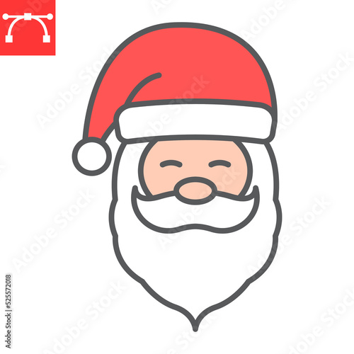 Santa Claus color line icon, Christmas and holiday, Santa Claus face vector icon, vector graphics, editable stroke filled outline sign, eps 10.