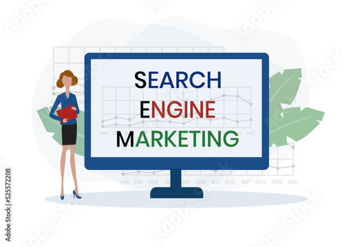 SEM - Search Engine Marketing acronym, business concept on blackboard