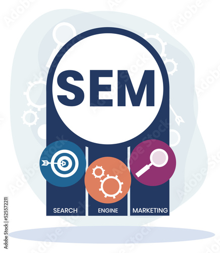 SEM - Search Engine Marketing acronym, business concept on blackboard