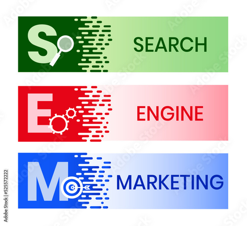 SEM - Search Engine Marketing acronym, business concept on blackboard