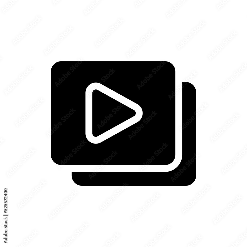 Set of video files black glyph ui icon. Gallery. Simple filled line element. User interface design. Silhouette symbol on white space. Solid pictogram for web, mobile. Isolated vector illustration