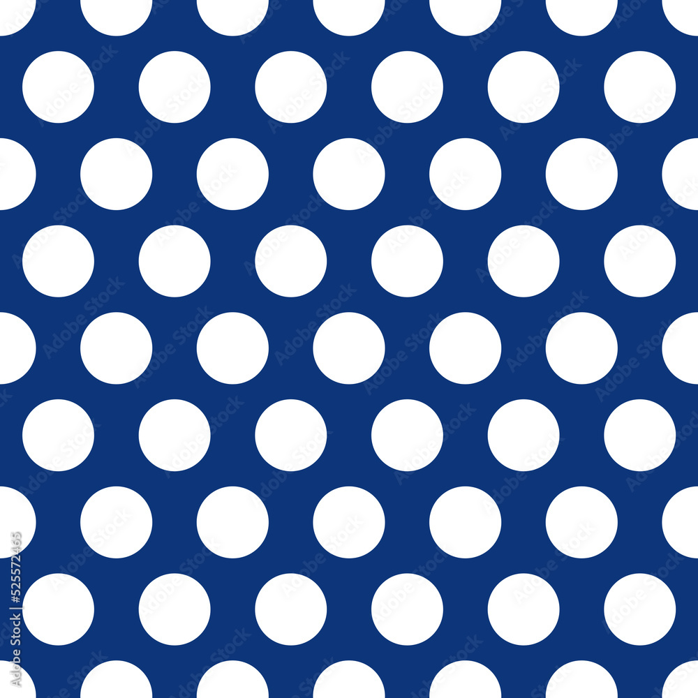Polka dot texture, white on dark blue polka dot seamless pattern as background