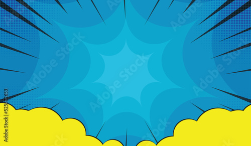 Blue comic retro background vector illustration. Pop art wallpaper.