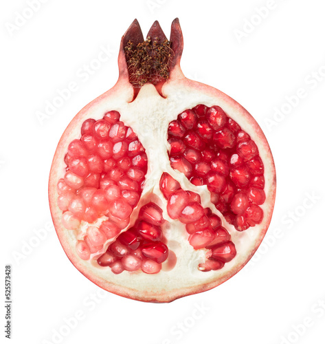 Fresh pomegranate Piece isolated on white. With clipping path.