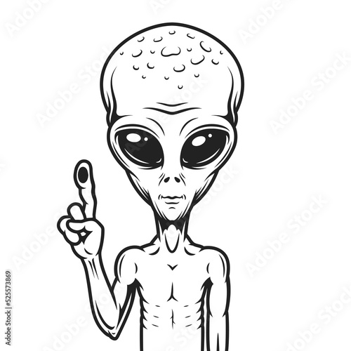 Alien humanoid monochrome emblem vintage