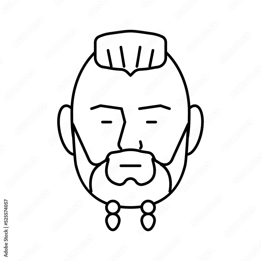 viking beard hair style line icon vector illustration