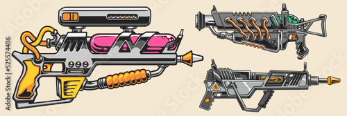 Blasters set emblems vintage colorful