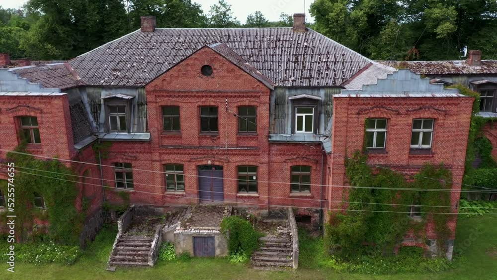 Aerial view of entrance of Katvari manor, old 18th century building Aerial view of entrance of Katvari manor, old 18th century building