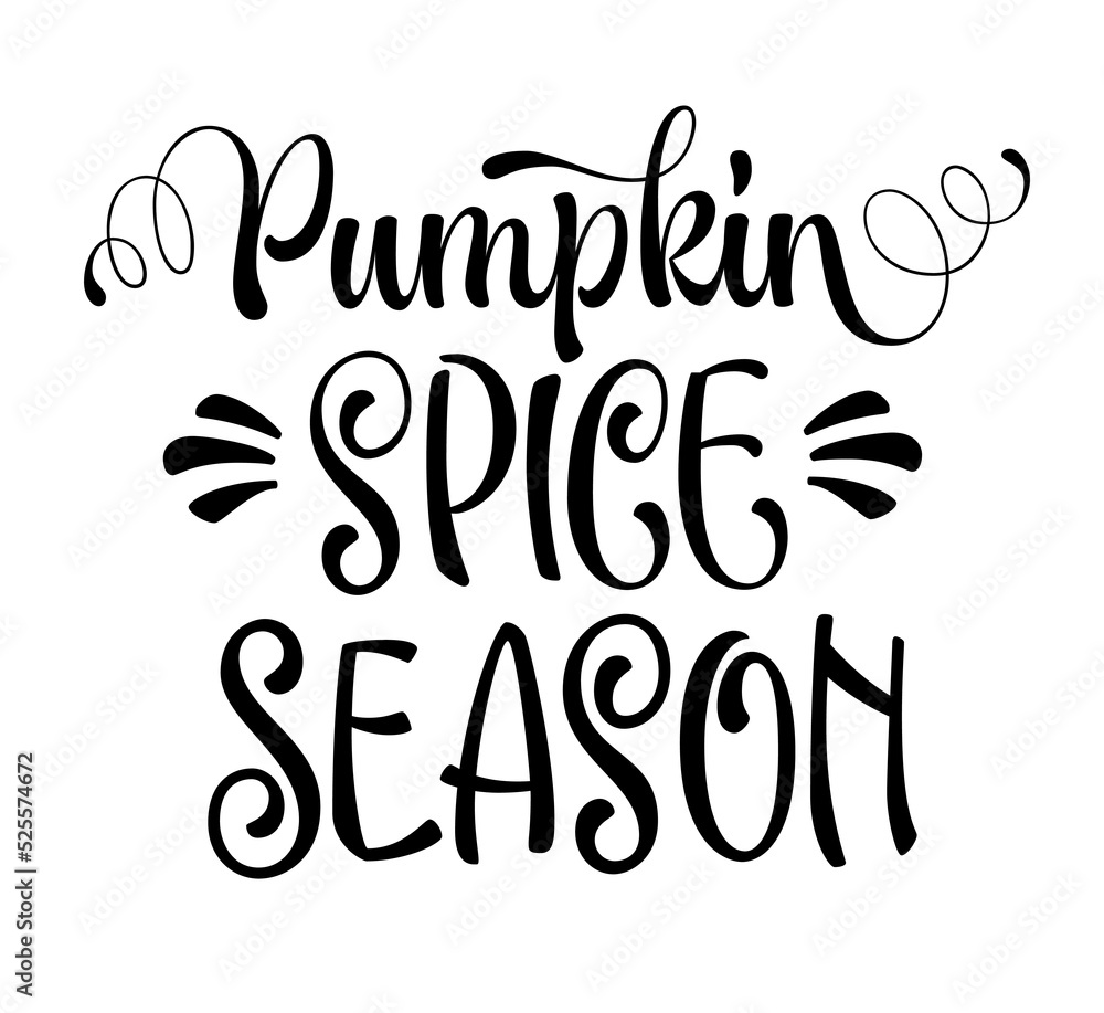 Pumpmkin spice season vector lettering label design. Simple modern calligraphy style design element.