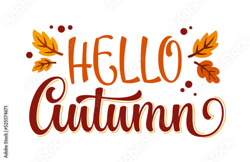 Hello Autumn - simple colorful calligraphic baner design.