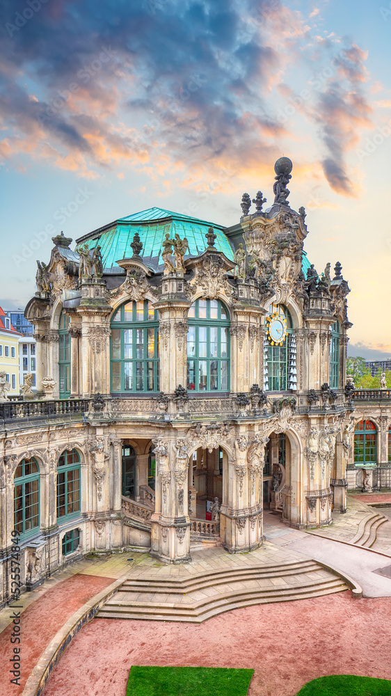 Astonishing view of famous Zwinger palace (Der Dresdnen Zwinger) Art Gallery of Dresden.