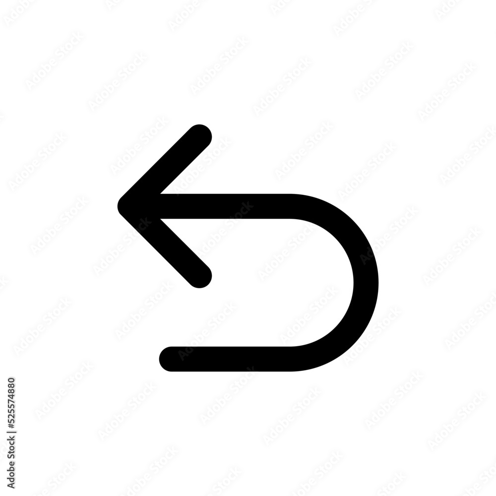 Undo black glyph ui icon. Digital program. Pointer. Simple filled line element. User interface design. Silhouette symbol on white space. Solid pictogram for web, mobile. Isolated vector illustration Undo black glyph ui icon. Digital program. Pointer. Simple filled line element. User interface design. Silhouette symbol on white space. Solid pictogram for web, mobile. Isolated vector illustration