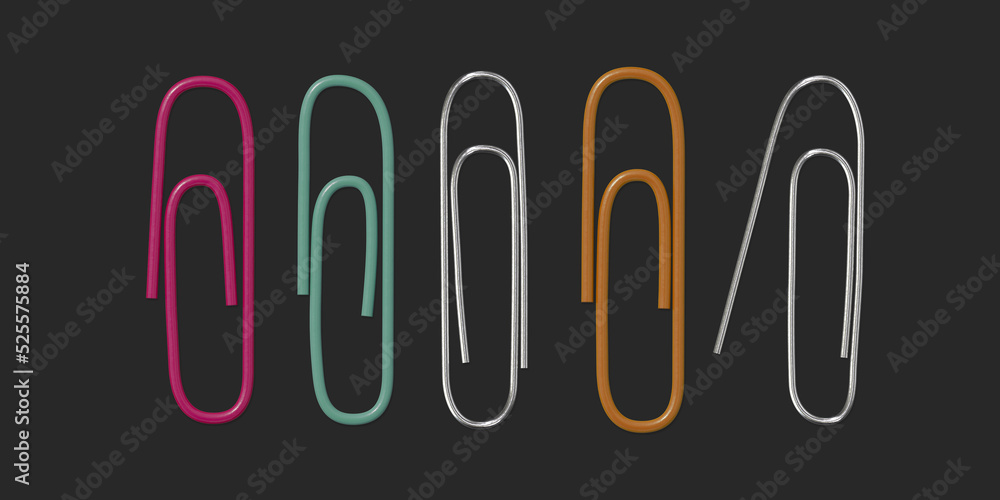 Isolated paper clips, office steel clip, school equipment, 3d Isolated paper clips, office steel clip, school equipment, 3d