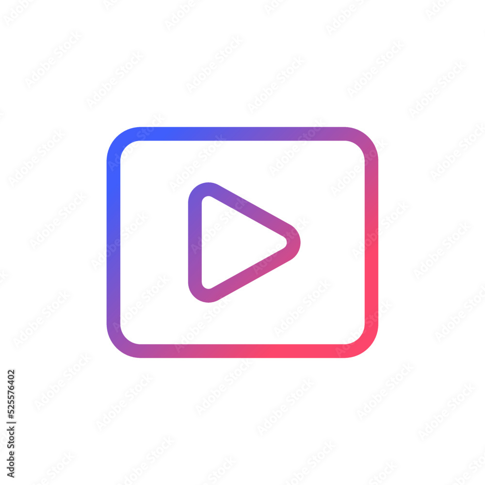 Video pixel perfect gradient linear ui icon. Moving visual media. Record and play. Multimedia player. Line color user interface symbol. Modern style pictogram. Vector isolated outline illustration Video pixel perfect gradient linear ui icon. Moving visual media. Record and play. Multimedia player. Line color user interface symbol. Modern style pictogram. Vector isolated outline illustration