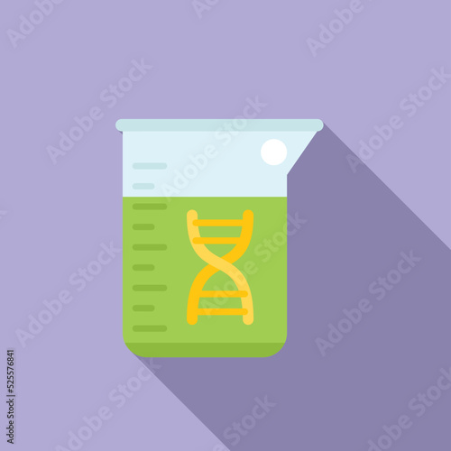 Flask science icon flat vector. Gmo food