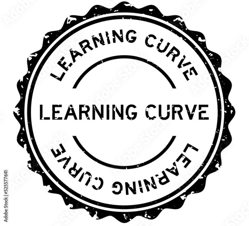 Grunge black learning curve word round rubber seal stamp on white background