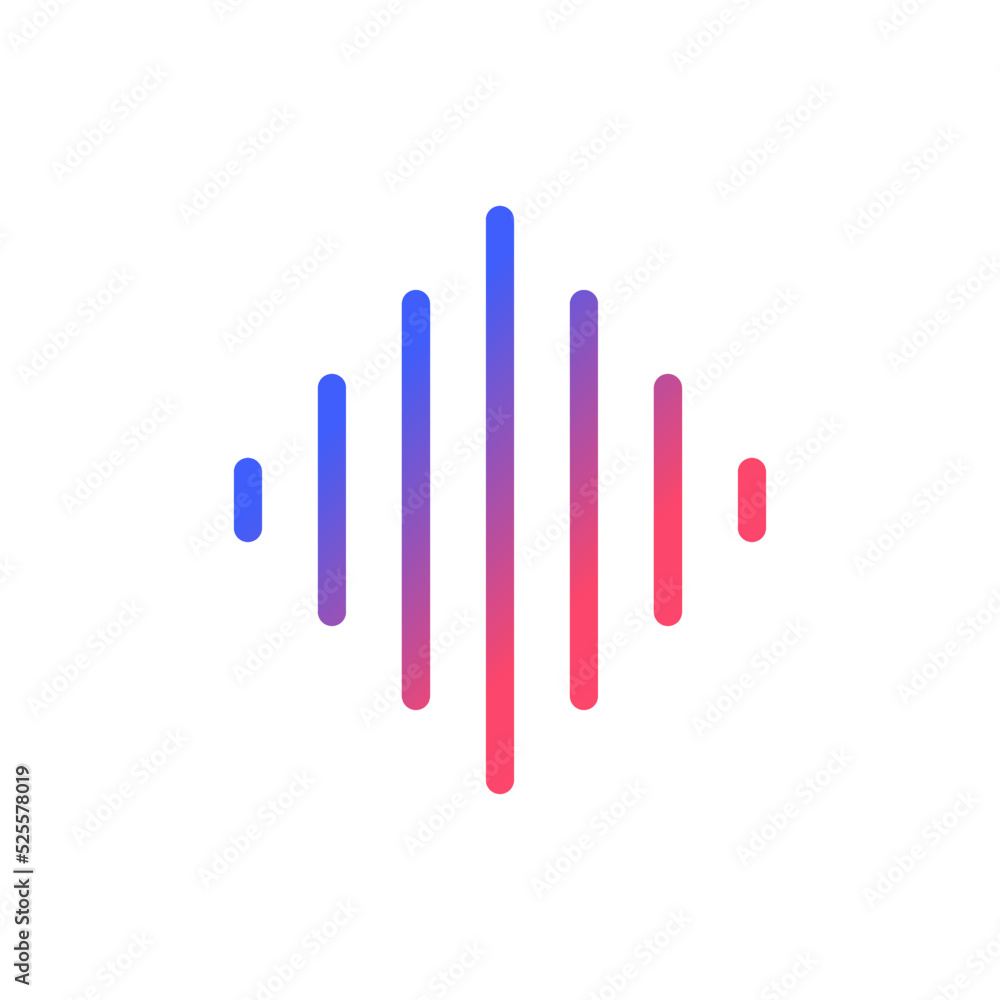 Sound wave pixel perfect gradient linear ui icon. Audio track. Video editor instrument. Record voice. Line color user interface symbol. Modern style pictogram. Vector isolated outline illustration