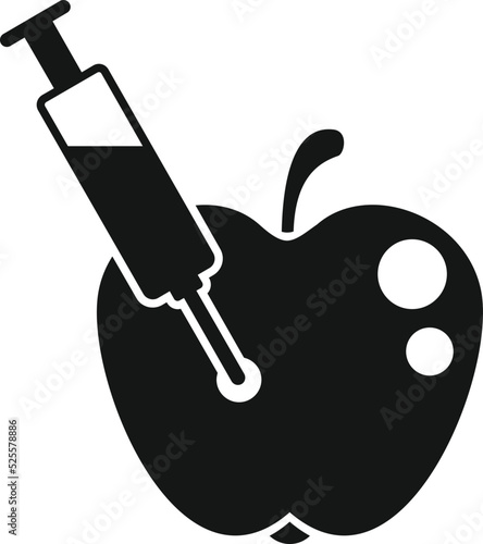 Syringe apple gmo icon simple vector. Agriculture food