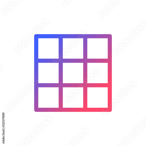 Rule of thirds grid pixel perfect gradient linear ui icon. Photo composition. Image editor. Line color user interface symbol. Modern style pictogram. Vector isolated outline illustration