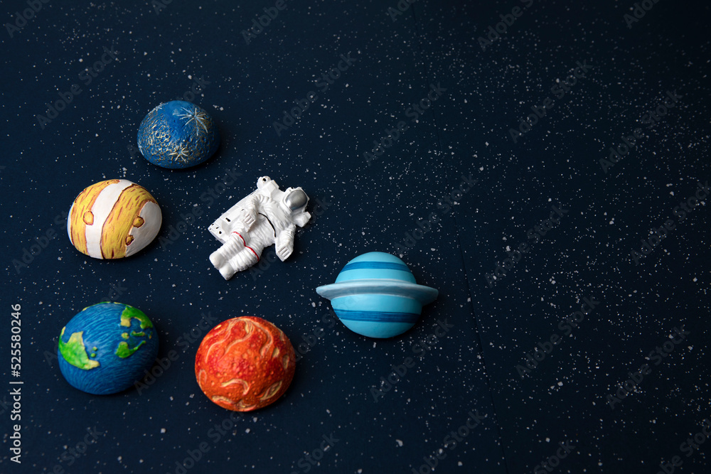 astronaut and planets on space background astronaut and planets on space background