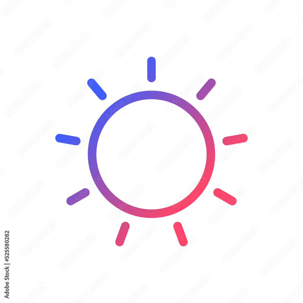 Sun pixel perfect gradient linear ui icon. Brightness tool. Photo editor instrument. Repair contrast. Line color user interface symbol. Modern style pictogram. Vector isolated outline illustration