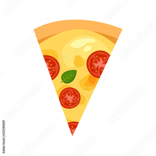 Margherita pizza slice icon. Modern flat vector illustration of pizza