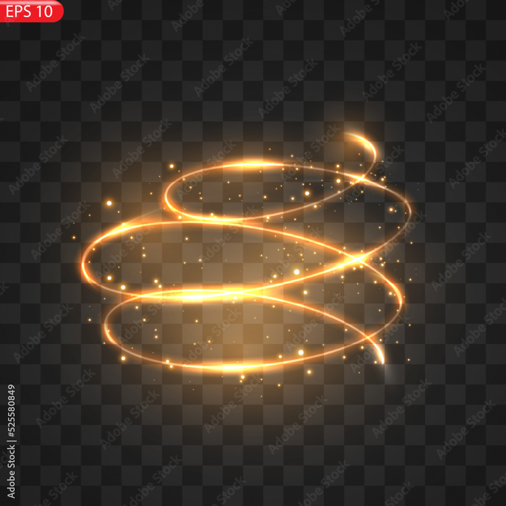 Fiery light circles glow effect, sparkling golden glitter Fiery light circles glow effect, sparkling golden glitter