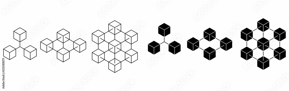Blockchain icon set isolated on white background.blockchain icon symbol sign from modern cryptocurrency