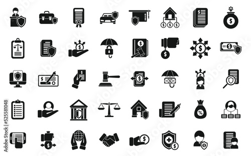 Liability icons set simple vector. Longevity annuity