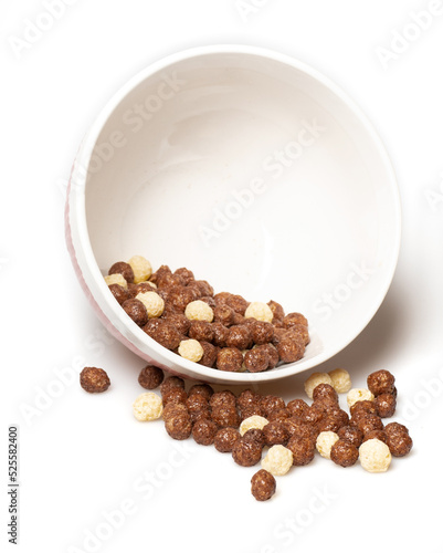Image of cereal with bowl on white background