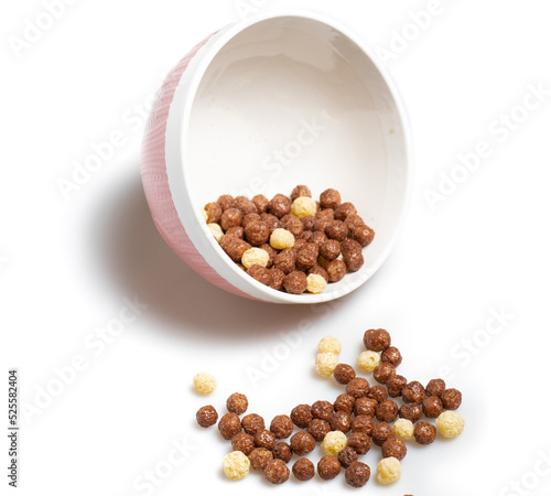 Image of cereal with bowl on white background